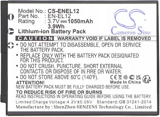 Cameron Sino Batterie Nikon En-en12 Gerät 3,7V 1050mAh Li-Ion