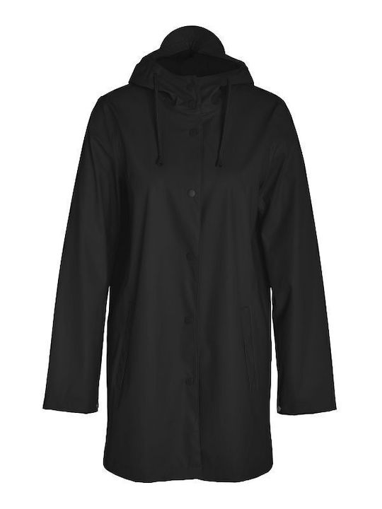 Women's Short Puffer Jacket Waterproof for Winter BLACK