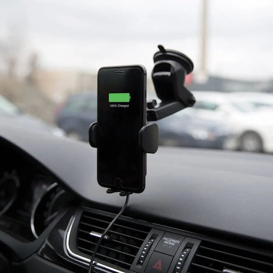 Yenkee Car Mobile Mount with Adjustable Hooks and Wireless Charging Black