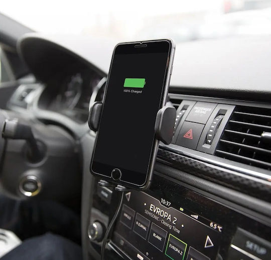 Yenkee Car Mobile Mount with Adjustable Hooks and Wireless Charging Black