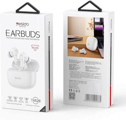 Yesido TWS28 In-Ear Bluetooth-Freisprecheinrichtung Kopfhörer mit Ladeetui Weiß