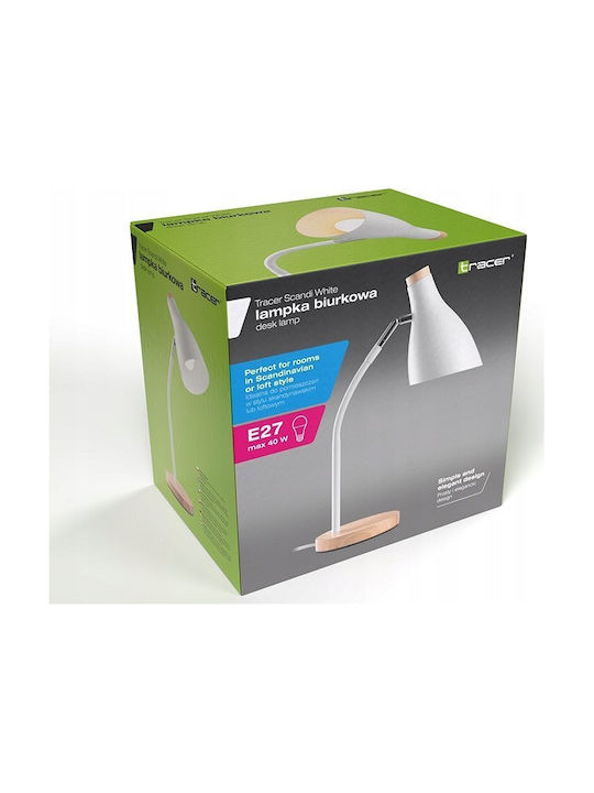 Tracer Schreibtischlampe für Fassung E27 in Weiß Farbe