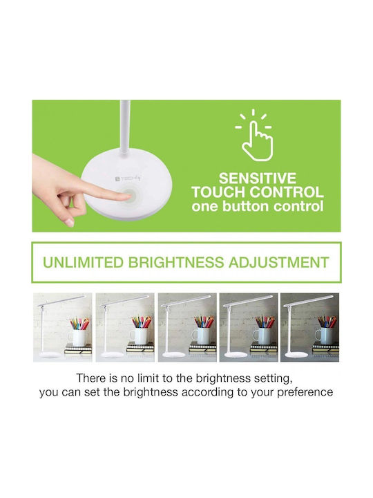 Techly Reîncărcabil LED Lumină de Birou în Culoarea Alb
