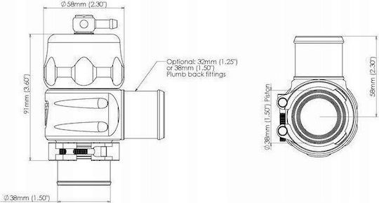 Turbosmart Bov Plumb Back Universal 38mm-black Αντάπτορας Αυτοκινήτου