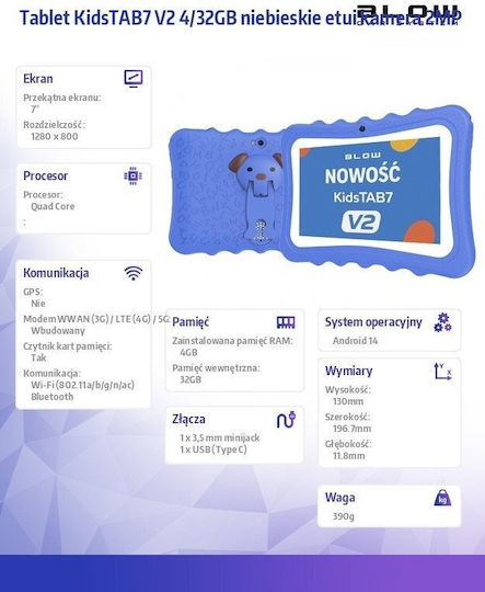 Blow KidsTAB7 V2 7" Tablet (4GB/32GB) Blue