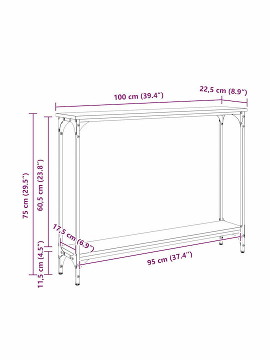 Wooden Console Table Old Wood L95xW22.5xH75cm