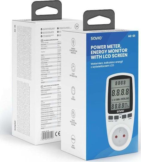 Savio Lcd Elektrischer Stromzähler für maximale Leistung bis 3.68kW