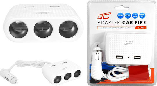LTC Audio Car Charger 120W 1A with Ports 2xUSB-A White Color