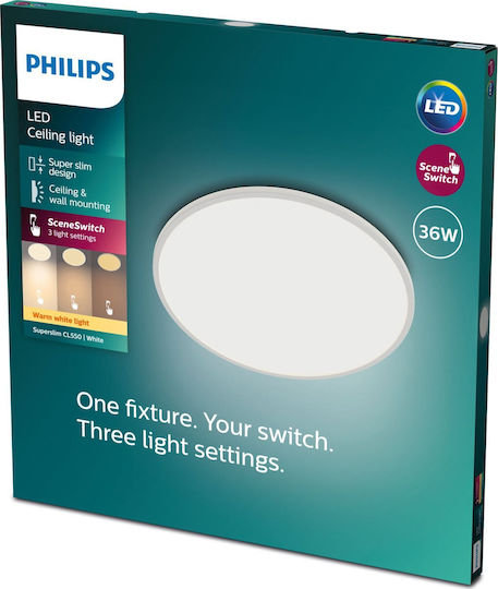 Philips Στρογγυλό Χωνευτό LED Panel 36W με Θερμό Λευκό Φως 55εκ.