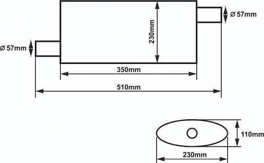 Slide Auspuff Ende 304SS 57mm 350mm