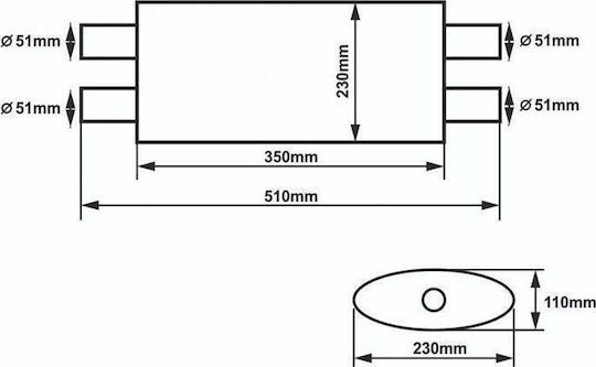 Slide Mittelschalldämpfer 304SS 51mm 350mm