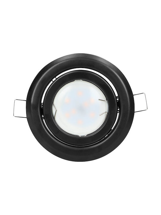 Orno Round Plastic Ceiling Spot with Built-in LED and Cold White Light Black 9.7x9.7cm