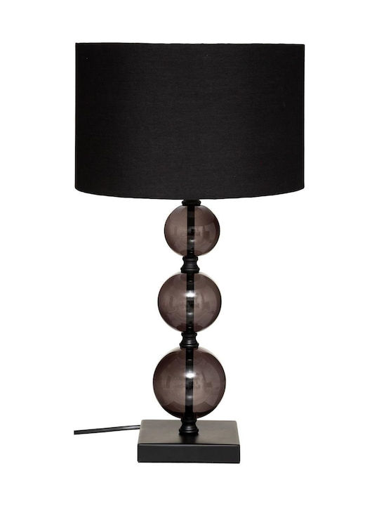 Glass Table Lamp for Socket E27 with Black Shade and Base