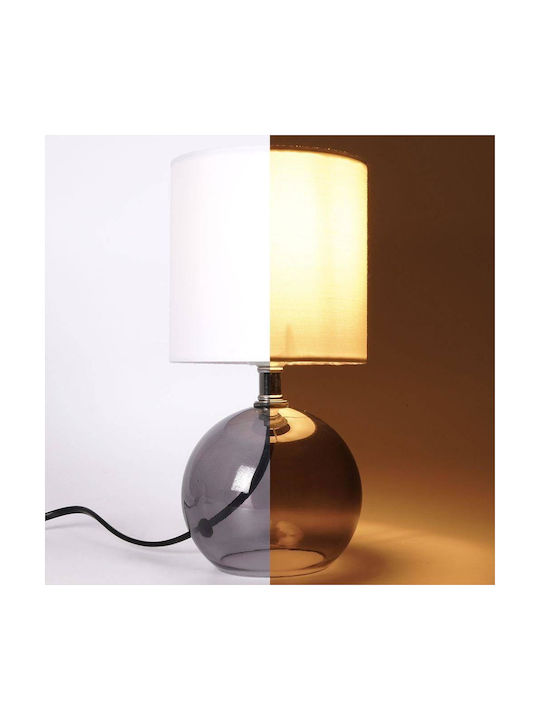 H&S H&S Glass Table Lamp for Socket E14 with White Shade and Transparent Base