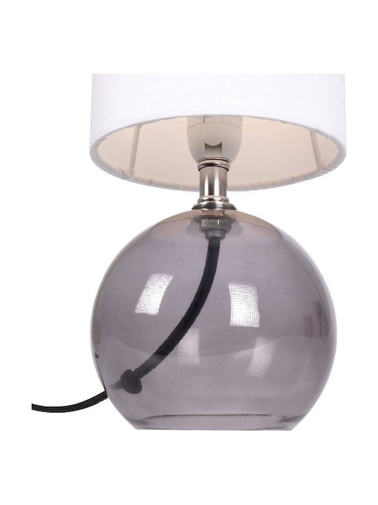 H&S H&S Glass Table Lamp for Socket E14 with White Shade and Transparent Base