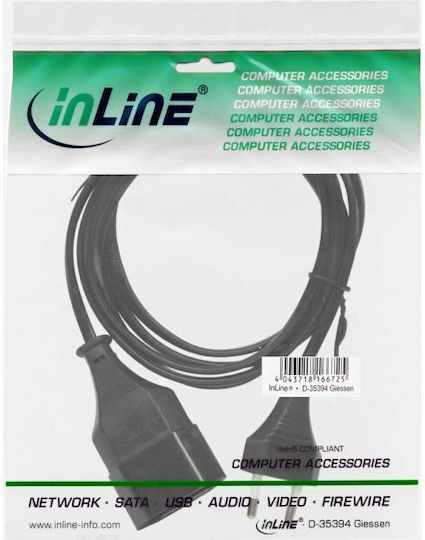 InLine Extension Cable Cord 2 x 0.75mm²/2m Black