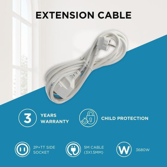 GSC Extension Cable Cord 5m White