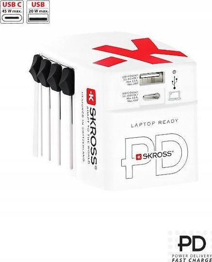 Skross Travel Adapter World Usb Charger Ac45pd