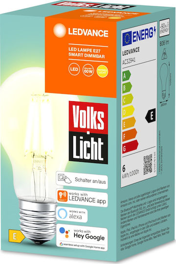 Ledvance Smart Λάμπα AC32941 LED 6W για Ντουί E27 Θερμό Λευκό 806lm