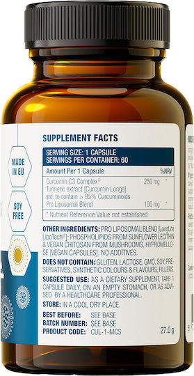 MCS Formulas Curcumin C3 250mg 60 κάψουλες