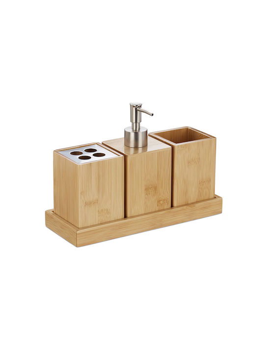 Persera Badezimmerzubehör-Set Bambus Beige 3 Stück