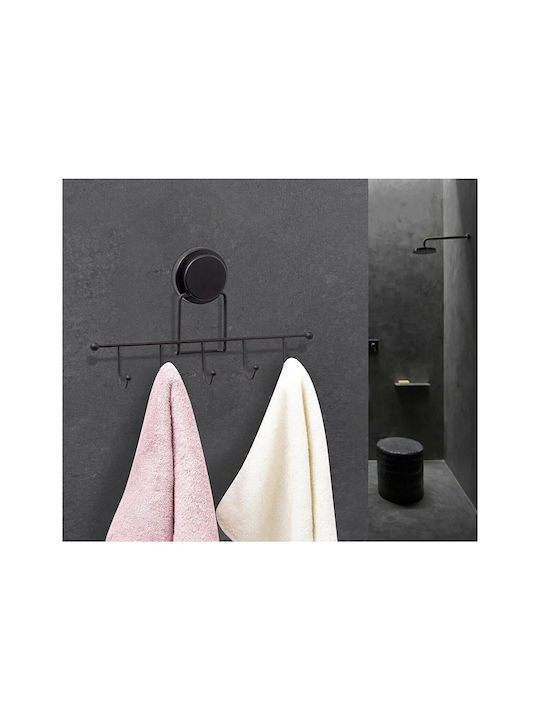 Metalife Wall-Mounted Bathroom Hook with 5 Positions ​6.5x31.5cm Black