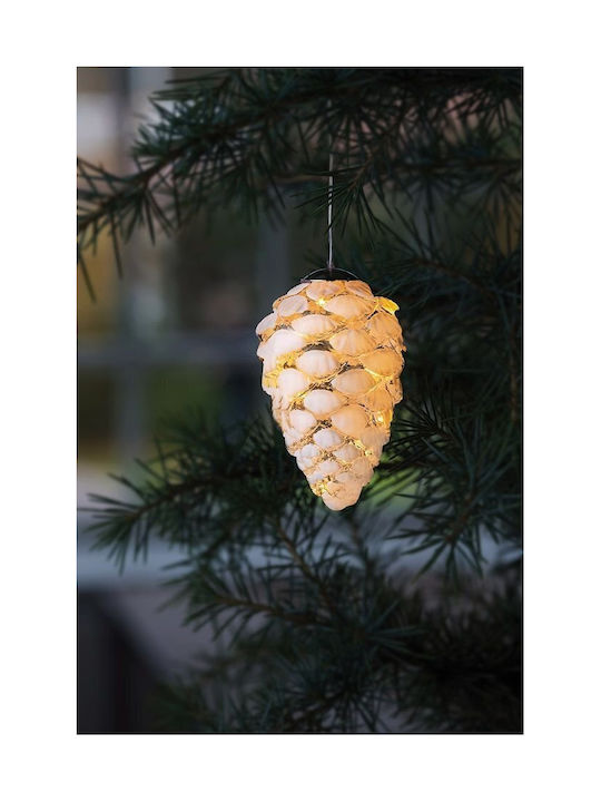Hanging Ornament Pine Glass Gold Illuminated 8cm
