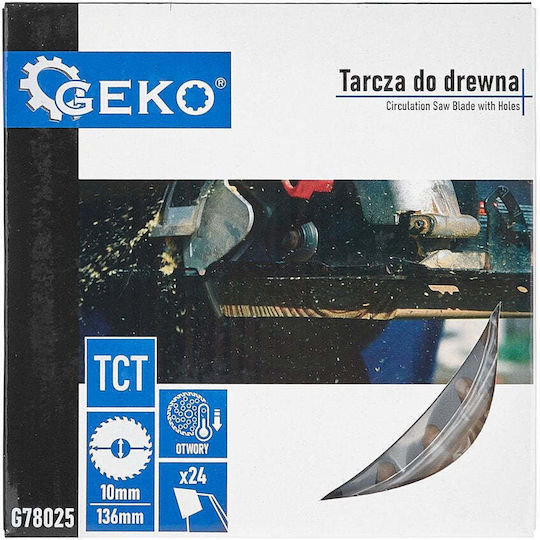 Geko Cutting Disc Wood Hole Diameter 136mm with 24 Teeth 1pcs