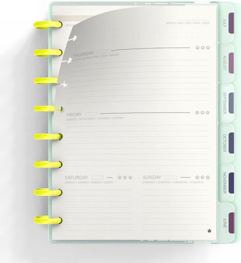 Carchivo Ημερήσιο Planner με Αποσπώμενα Φύλλα Μέντα Παστέλ & Νέον Κίτρινο