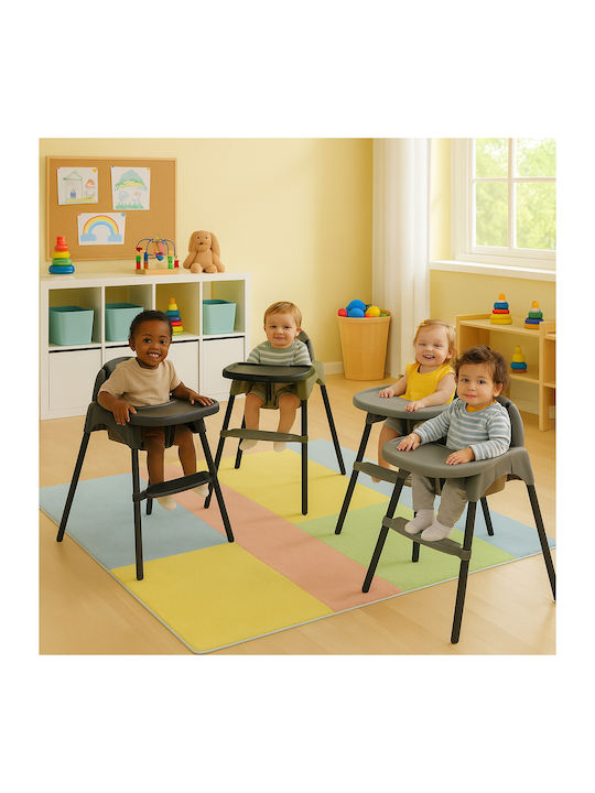 Fun Baby Baby Highchair 2 in 1 with Adjustable Height Gray