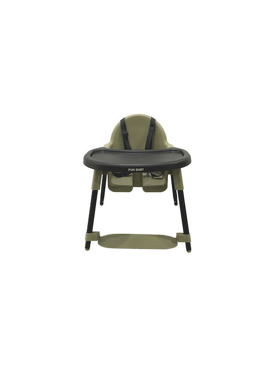 Fun Baby Καρεκλάκι Φαγητού 2 in 1 με Ρυθμιζόμενο Ύψος Λαδί