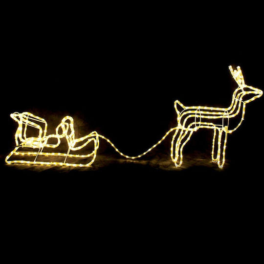 Aca Christmas Plastic Rope Light in Shape Sleigh White Reindeer With Sleigh
