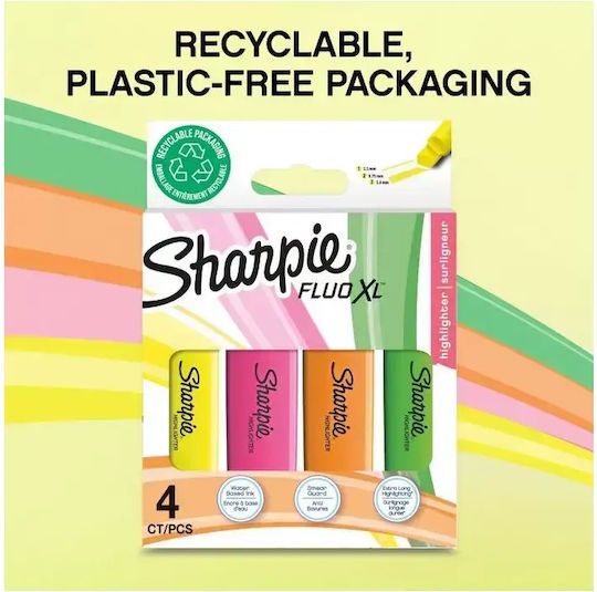 Sharpie Fluo XL Μαρκαδόροι Υπογράμμισης 6mm Σετ 4 χρώματα