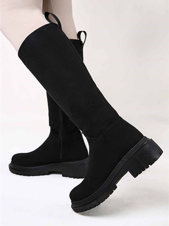 Suede Γυναικείες Μπότες Μαύρες