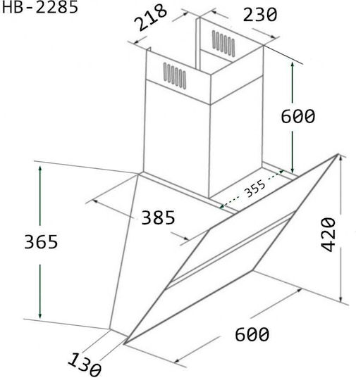 Hausberg Șemineu Hotă 60cm Alb