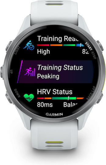 Garmin Forerunner 970 Titanium 47mm Αδιάβροχο Smartwatch με Παλμογράφο (Titanium with Whitestone and Translucent Amp Yellow)