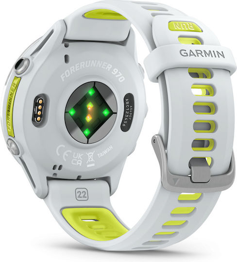 Garmin Forerunner 970 Titanium 47mm Αδιάβροχο Smartwatch με Παλμογράφο (Titanium with Whitestone and Translucent Amp Yellow)