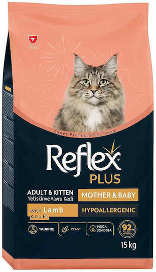 Reflex Plus Mutter- und Babykatzenfutter Lamm Vollfutter Wachstums- und Stillende Katzen Lammfleisch Reis 15 Kg