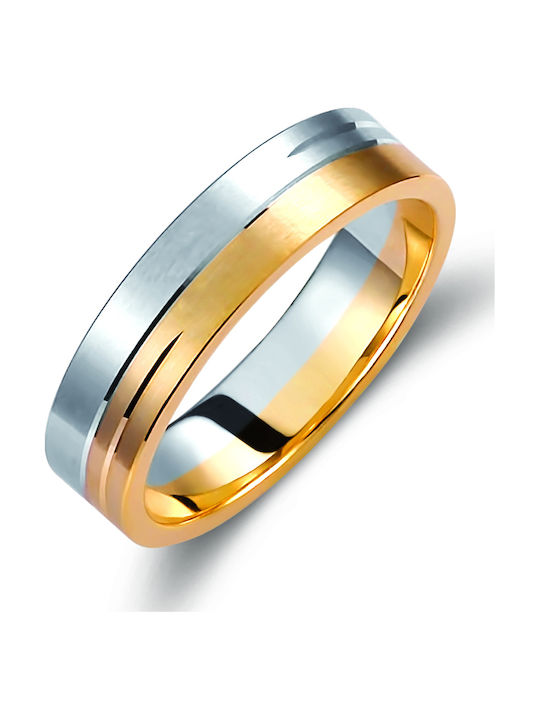Valauro – Bicolour 9K Wedding Rings Lustrous Details – 5.00mm