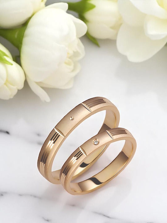 Valauro Eheringe Gold 9k Dicke 3,50mm Zirkon