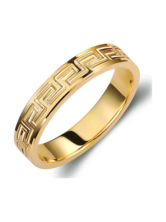 Valauro – 9K Yellow Gold Wedding Rings Meander Design – 4.00mm