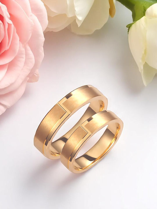Valauro – 9K Gold Wedding Rings Thickness 4.50mm Modern Linear Design