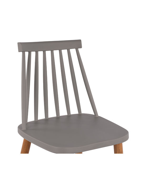 Hocker Bar mit Rückenlehne aus Polypropylen Vanessa Gray 2Stück 43x49x107cm