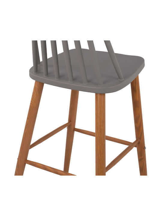 Hocker Bar mit Rückenlehne aus Polypropylen Vanessa Gray 2Stück 43x49x107cm