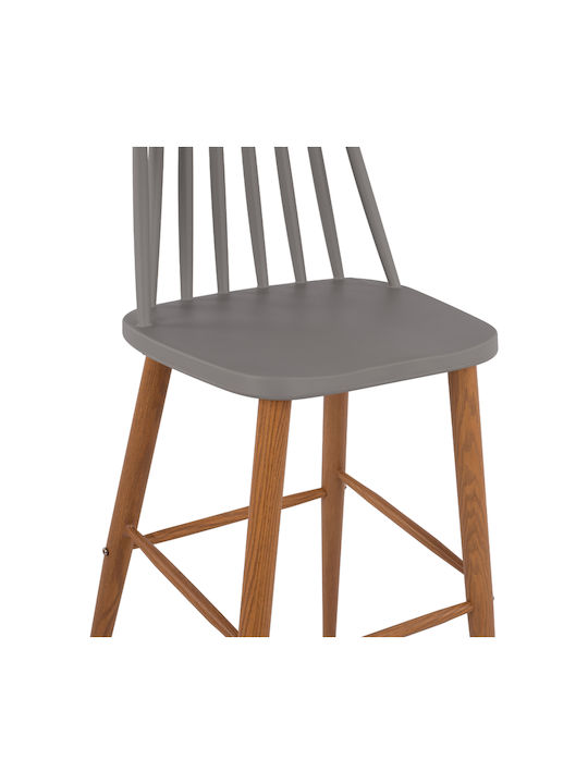 Hocker Bar mit Rückenlehne aus Polypropylen Vanessa Gray 2Stück 43x49x107cm