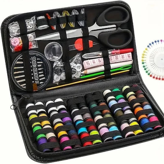 Set Premium De Cusut 172 Piese Ace Fire Colorate Foarfece Nasturi Ruleta De Măsurat Degetar Accesorii Complete Geantă Organizatoare Portabilă Onuvio