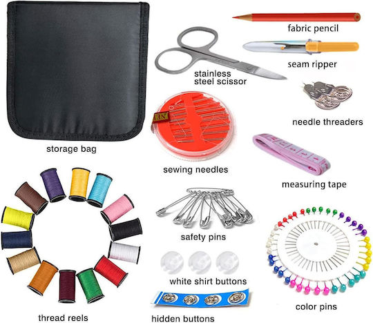 Set Complet De Cusut 94 Piese Ace Colorate Fire Foarfece Ruleta Nasturi Degetar Mini Organizator Pentru Călătorii Și Uz Casnic Onuvio