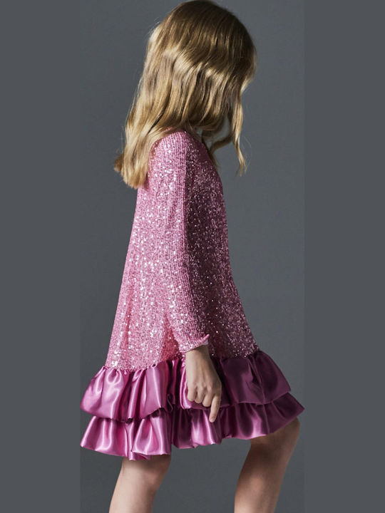 Children's Dress with Sequins Pink