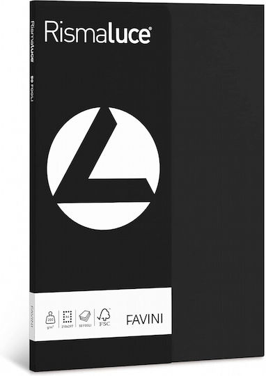 Favini 50 Φύλλα Rismaluce 200g/m2 Μαύρο 63 21x29,7 A4