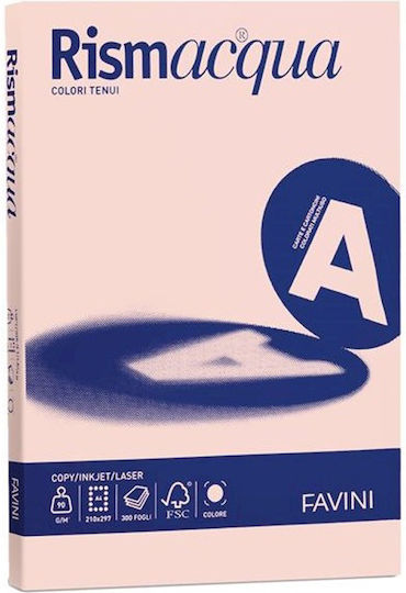 Favini 200 Φύλλα Rismacqua 140g/m2 Ροζ 05 21x29,7 A4
